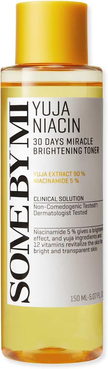 SOME BY MI Yuja Niacin 30 Days Miracle Brightening Toner – 5.07oz, 150ml – Korean 5% Niacinamide Toner for Dull-Looking Skin – Dark Spot Remover for Face with 12 Types of Vitamins – Korean Skin Care