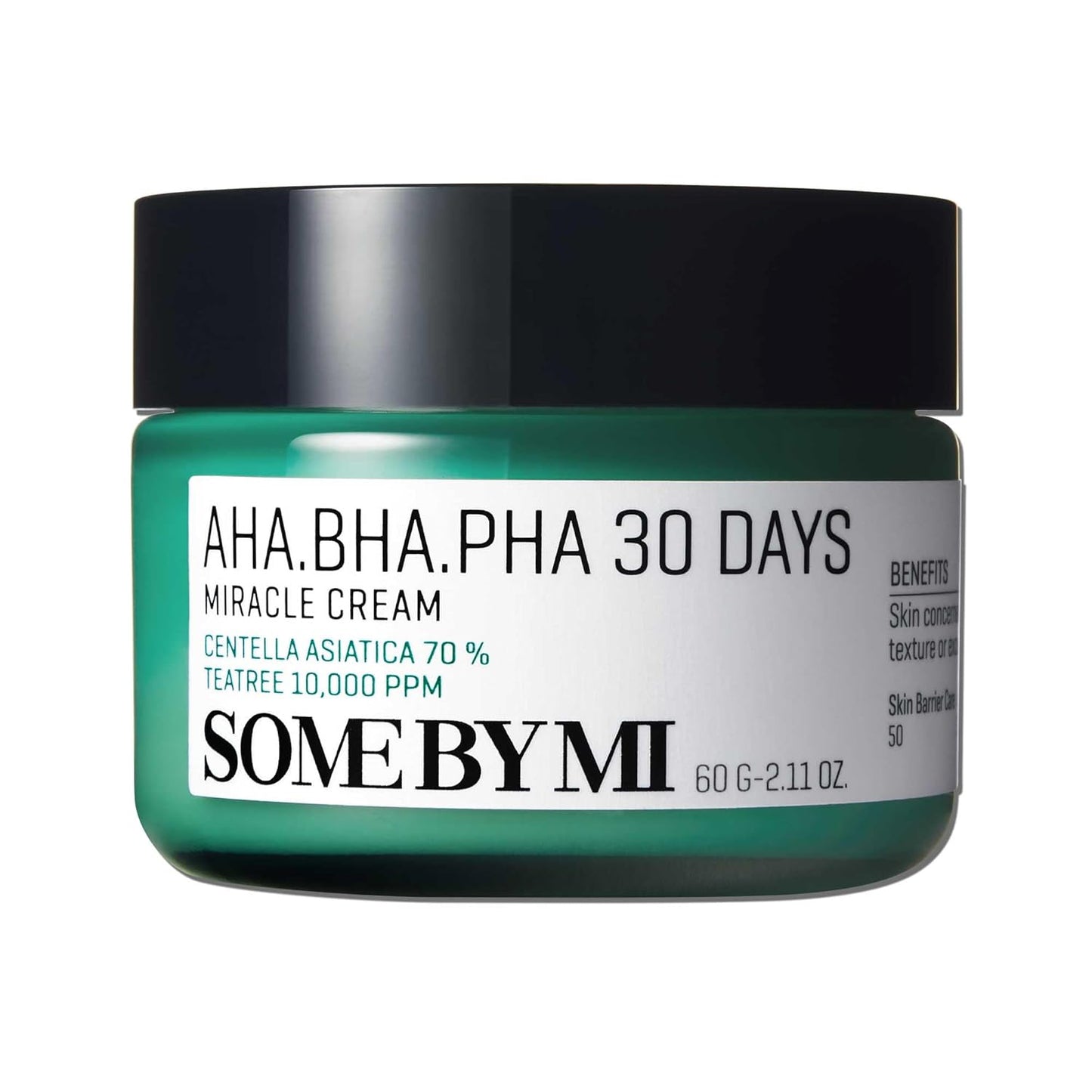 SOME BY MI AHA BHA PHA 30 Days Miracle Cream - 2.02oz, 60ml - Mild Exfoliating Salicylic Acid & Centella Face Moisturizer for All Skin Types - Daily Soothing & Clarifying Face Cream - Korean Skin Care