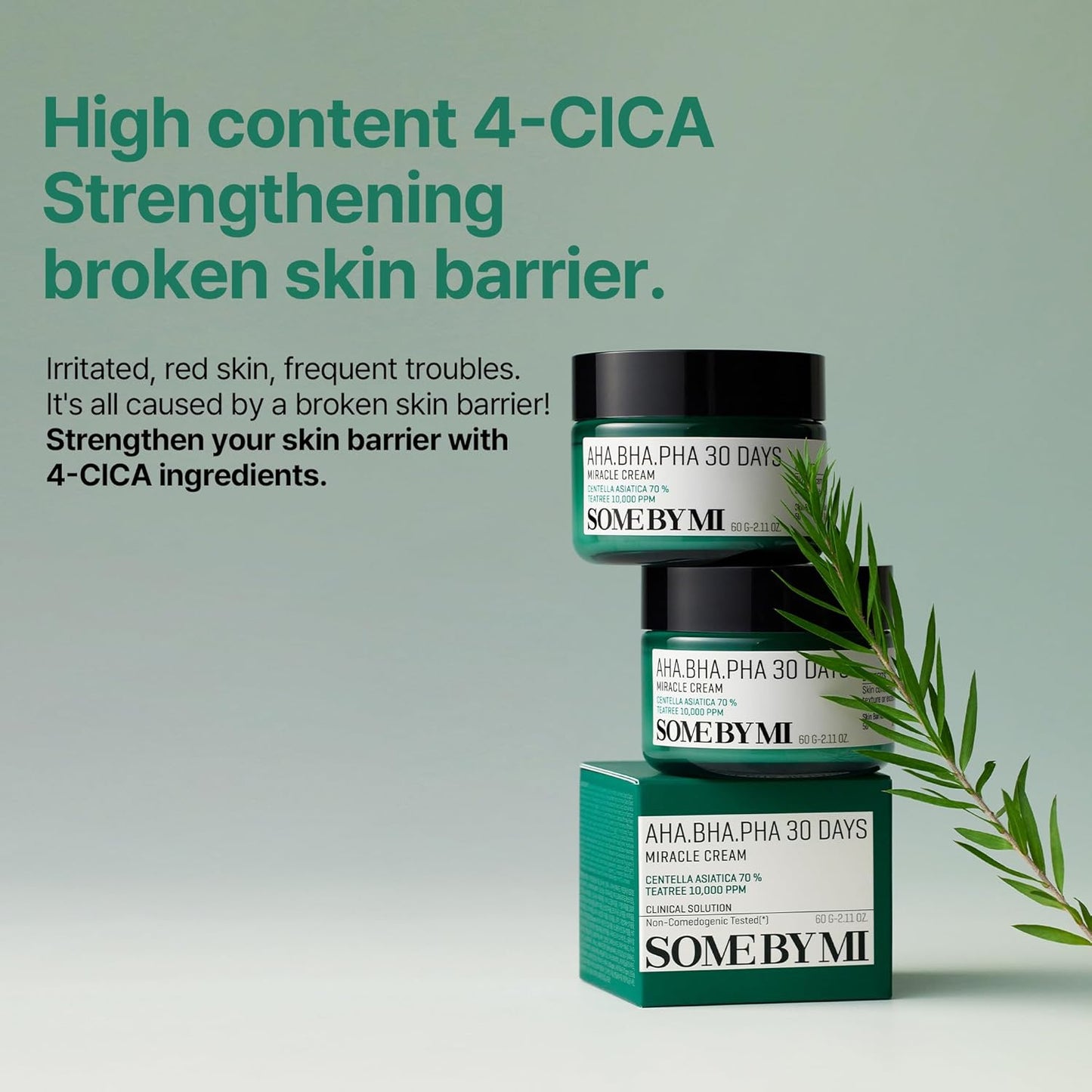 SOME BY MI AHA BHA PHA 30 Days Miracle Cream - 2.02oz, 60ml - Mild Exfoliating Salicylic Acid & Centella Face Moisturizer for All Skin Types - Daily Soothing & Clarifying Face Cream - Korean Skin Care