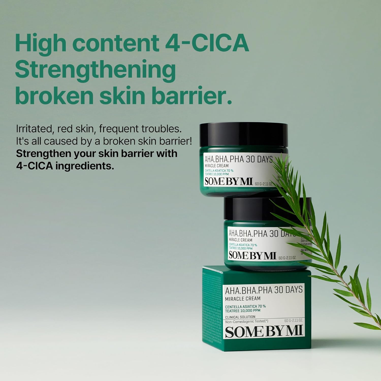 SOME BY MI AHA BHA PHA 30 Days Miracle Cream - 2.02oz, 60ml - Mild Exfoliating Salicylic Acid & Centella Face Moisturizer for All Skin Types - Daily Soothing & Clarifying Face Cream - Korean Skin Care