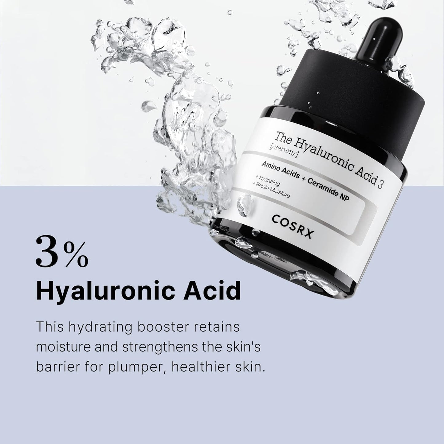 COSRX Pure Sodium Hyaluronic Acid 3% Serum, Hydration & Moisture Boosting Facial Serum for Fine Lines & Wrinkles, Plump & Repair Dry Skin, 0.67fl.oz/20ml, No Artificial Fragrance, Korean Skin Care