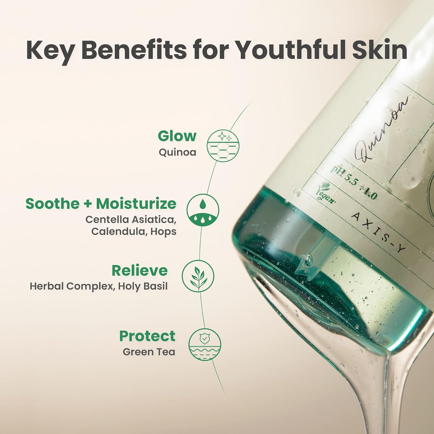 AXIS-Y Quinoa One Step Balanced Gel Cleanser - Deep Hydrating Makeup Remover Facial Cleansing Gel - Vegan Korean Skin Care Face Wash for All Skin Types - 6.08 fl. oz.